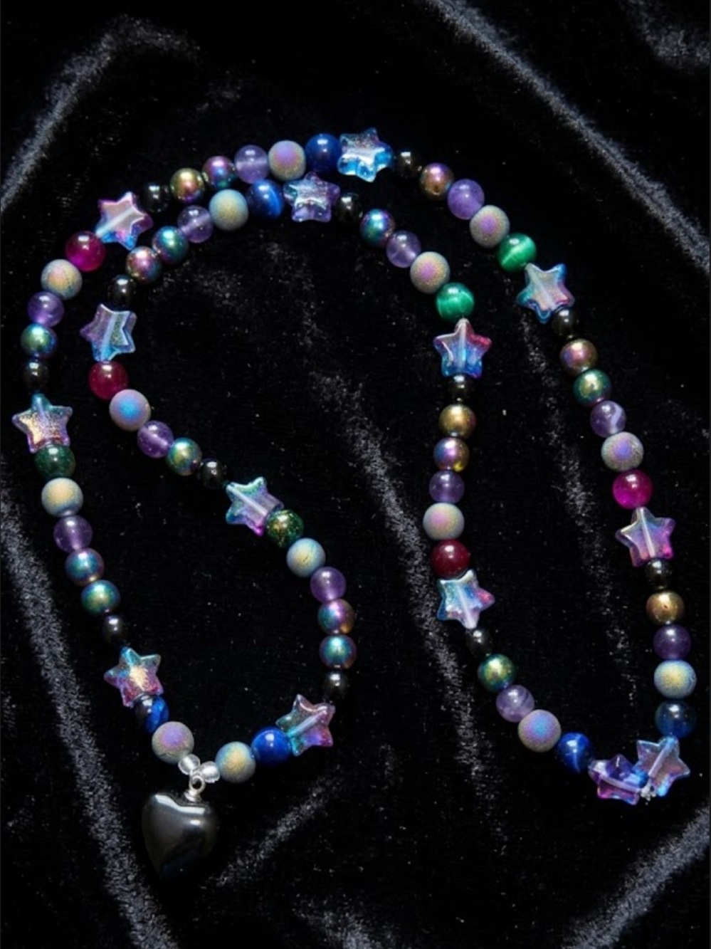 Rainbow ShapeShifter Necklace (Rainbow Druzy Agate, Rainbow Hematite, Amethyst)